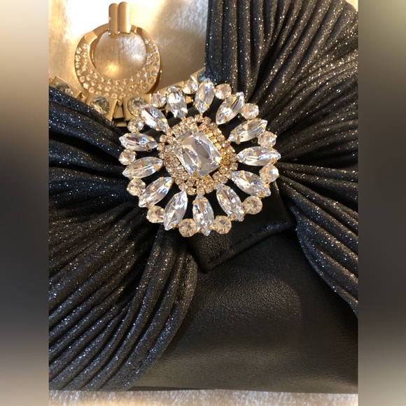 Glamorous Black Crossbody Bag with Crystal Accents - Picture 2 of 15